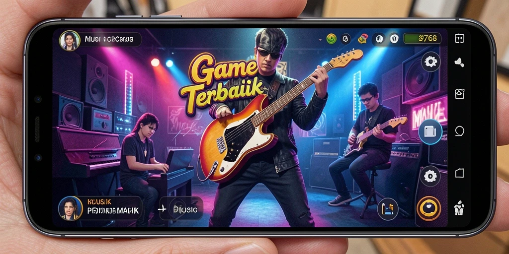 Gameplay 8768 yang seru dengan musik interaktif.