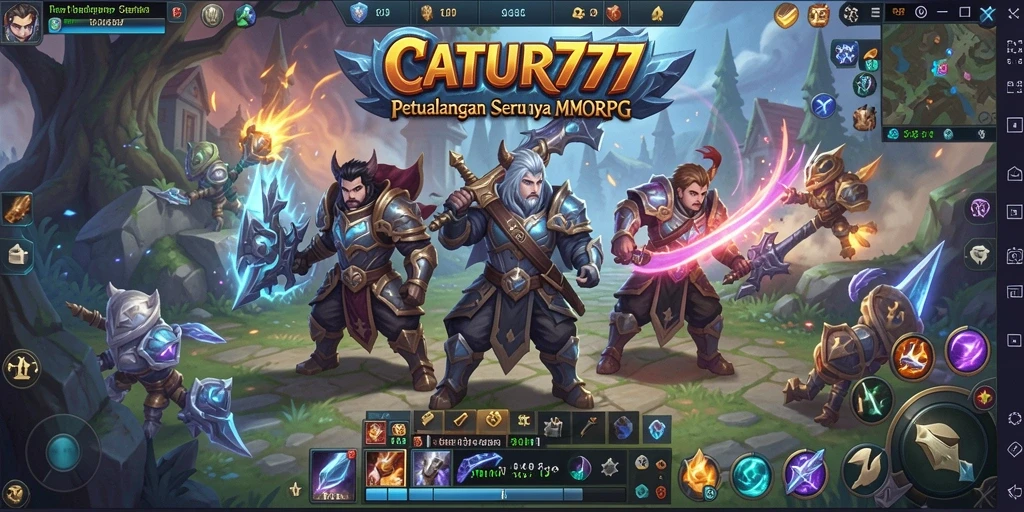 Tampilan gameplay seru dari CATUR777 yang menampilkan pertarungan dan eksplorasi.
