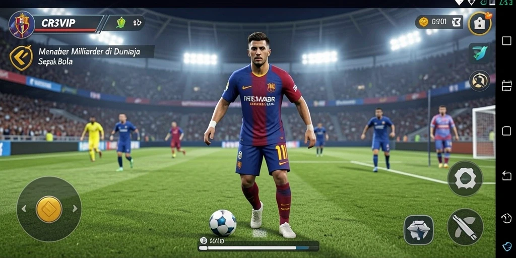 Tampilan gameplay seru dalam mengelola tim sepak bola di CR7VIP.