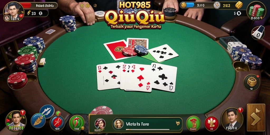 Screenshot utama HOT985 menampilkan pemain sedang berkumpul dan bermain QiuQiu.