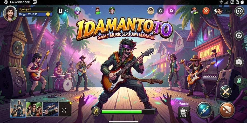 Screenshot utama <strong>IDAMANTOTO</strong> memperlihatkan pengalaman gameplay musik yang interaktif.