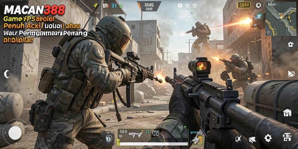 Screenshot gameplay yang menampilkan aksi tembak-menembak penuh adrenalin.