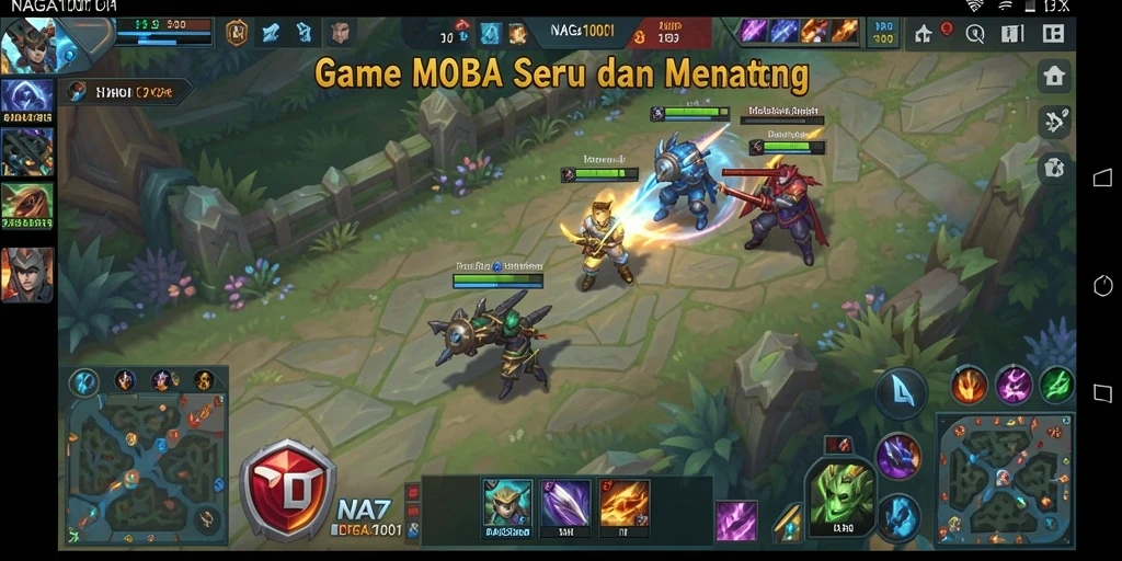 Gameplay MOBA epik dengan strategi tim yang mendalam.