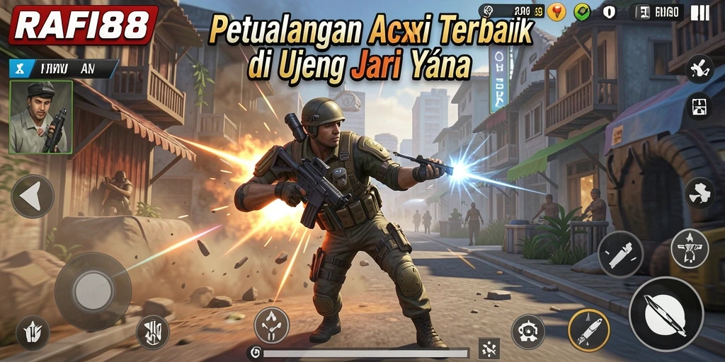 Screenshot permainan RAFI88 yang menampilkan pertempuran seru di arena aksi.