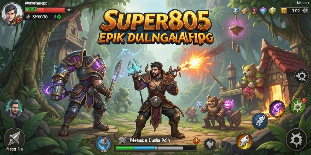 Tampilan screenshot utama SUPER805 menampilkan pertempuran seru dalam dunia RPG.