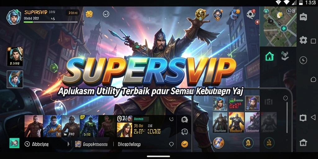 Tangkapan layar SUPERSVIP menampilkan antarmuka pengguna yang sleek dan fitur Utility yang lengkap.