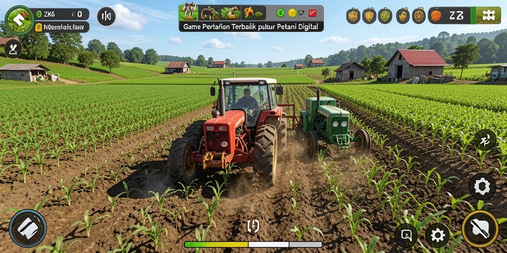Tampilan gameplay ZK6 dengan grafis pertanian yang menarik.
